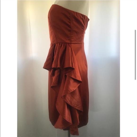 The Limited Strapless Ruffled Rust Dress - Picture 4 of 7